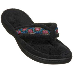 Isotoner Women's Microterry Greta Thong, Black